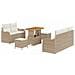 Set di divani da giardino 8 pezzi con cuscini Beige Polyrattan Acacia, Divano da giardino 2 posti con cuscini Beige Polyrattan, Set da pranzo da giardino 3 pezzi con cuscini Beige Polyrattan Acacia - Foto miniatura 1