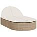 Lettino Prendisole con Cuscini Beige in Polyrattan - Foto miniatura 1
