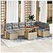 Set Divano Giardino 9 Pezzi con Cuscini Beige Rattan Polietilene Acacia, Divano Giardino per 2 Persone con Cuscini Beige Rattan Polietilene - Foto miniatura 2