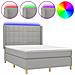 Letto a Molle Materasso e LED Grigio Chiaro 140x190 cm Tessuto - Foto miniatura 1