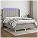 Letto a Molle Materasso e LED Grigio Chiaro 140x190 cm Tessuto - Foto miniatura 2
