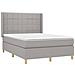 Letto a Molle Materasso e LED Grigio Chiaro 140x190 cm Tessuto - Foto miniatura 4