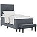 Letto Box Spring con Materasso e Panca Grigio Scuro 90x200 cm Velluto - Foto miniatura 1
