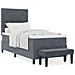 Letto Box Spring con Materasso e Panca Grigio Scuro 90x200 cm Velluto - Foto miniatura 4