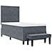 Letto Box Spring con Materasso e Panca Grigio Scuro 90x200 cm Velluto - Foto miniatura 8