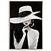 Dipinto Su Tela Marty B2 Dama Con Cappello Bianco Su Sfondo Nero, 62x92 Cm - Foto miniatura 1