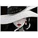 Dipinto Su Tela Marty B2 Dama Con Cappello Bianco Su Sfondo Nero, 62x92 Cm - Foto miniatura 2