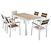 Set Tavolo Giardino Allungabile Rettangolare 160/240 X 90 Con 6 Poltrone In Alluminio Bianco E Polywood Da Esterno - Foto miniatura 4