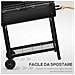 Barbecue in Acciaio con 2 Griglie Indipendenti 2 Ruote e Ripiano Inferiore Nero 90x45x96 cm - Foto miniatura 6