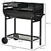Barbecue in Acciaio con 2 Griglie Indipendenti 2 Ruote e Ripiano Inferiore Nero 90x45x96 cm - Foto miniatura 3