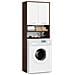 Mobile Alto, Collona da Bagno FIN per Lavatrice, 2 ante, 64x30x180 cm, Weng? e Bianco - Foto miniatura 1