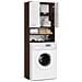 Mobile Alto, Collona da Bagno FIN per Lavatrice, 2 ante, 64x30x180 cm, Weng? e Bianco - Foto miniatura 2