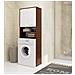 Mobile Alto, Collona da Bagno FIN per Lavatrice, 2 ante, 64x30x180 cm, Weng? e Bianco - Foto miniatura 4
