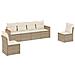 Set Divano Da Giardino 6 Pz Con Cuscini Beige In Polyrattan - Foto miniatura 2