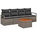 Set Divano da Giardino a 5 Pezzi con Cuscini Grigio Polyrattan Acacia, Divano da Giardino a 2 Posti con Cuscini Grigio Polyrattan - Foto miniatura 1
