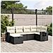 Set Divano da Giardino 6 pz con Cuscini Nero in Polyrattan - Foto miniatura 2