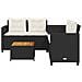 Divano da Giardino con Tavolo e Cuscini a L Nero in Polyrattan - Foto miniatura 4