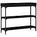 Tavolino Consolle Nero Rovere 100x30x80 cm Legno Ingenerizzato e Acciaio - Foto miniatura 1