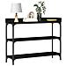 Tavolino Consolle Nero Rovere 100x30x80 cm Legno Ingenerizzato e Acciaio - Foto miniatura 3