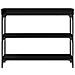 Tavolino Consolle Nero Rovere 100x30x80 cm Legno Ingenerizzato e Acciaio - Foto miniatura 5