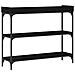 Tavolino Consolle Nero Rovere 100x30x80 cm Legno Ingenerizzato e Acciaio - Foto miniatura 7