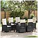 Set da Pranzo per Giardino 7 pcs Nero polyrattan - Foto miniatura 2