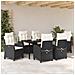Set da Pranzo per Giardino 7 pcs Nero polyrattan - Foto miniatura 4
