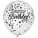 6 Palloncini Happy Birthday Con Coriandoli Argento E Oro Taglia Unica - Foto miniatura 1