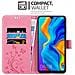 Custodia Compatibile Con Huawei P30 Lite In Rosa Fiore - Coperchio Protettivo In Design Floreale Con Chiusura Magnetica, Funzione Stand E Slot Per Carte - Foto miniatura 3
