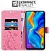 Custodia Compatibile Con Huawei P30 Lite In Rosa Fiore - Coperchio Protettivo In Design Floreale Con Chiusura Magnetica, Funzione Stand E Slot Per Carte - Foto miniatura 5