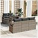 Set Divano da Giardino  6 Pezzi con Cuscini Grigio Rattan Poliestere, Divano da Giardino  2 Posti con Cuscini Grigio Rattan Poliestere - Foto miniatura 2