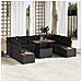 Set da Pranzo per Giardino da 10 Pezzi con Cuscini Nero Rattan Polivalente Acacia - Foto miniatura 2