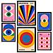 Set Di 6 Stampe Pittura Decorativa Con Forme Geometriche Bauhaus E Occhi Incorniciati Con Illustrazioni Di Design Per Le Pareti A3 & A4 Cornice Nera - Foto miniatura 1