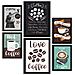 Set Di 6 Stampe Caffè Illustrazioni A Colori Di Caffè E Bevande In Cartelloni Pubblicitari Per La Casa A3 & A4 Cornice Nera - Foto miniatura 1