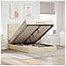Struttura Letto Pouf con Materasso Crema 140x190 cm in Tessuto - Foto miniatura 2