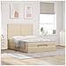 Struttura Letto Pouf con Materasso Crema 140x190 cm in Tessuto - Foto miniatura 3