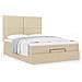 Struttura Letto Pouf con Materasso Crema 140x190 cm in Tessuto - Foto miniatura 4