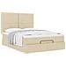 Struttura Letto Pouf con Materasso Crema 140x190 cm in Tessuto - Foto miniatura 5