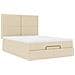 Struttura Letto Pouf con Materasso Crema 140x190 cm in Tessuto - Foto miniatura 6