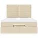 Struttura Letto Pouf con Materasso Crema 140x190 cm in Tessuto - Foto miniatura 7