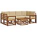 Set di divani da esterno con cuscino 7 pcs Naturale e Beige - Foto miniatura 1