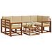 Set di divani da esterno con cuscino 7 pcs Naturale e Beige - Foto miniatura 3