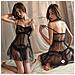 Set Di Biancheria Intima Pethuel Tuta Di Pizzo Qqfz-b32-0509-1 Nero - Foto miniatura 2