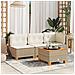 Tavolo Da Giardino Beige 55x55x36 Cm Polyrattan E Legno Acacia - Foto miniatura 1