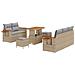 Set di divani da giardino 8 pezzi con cuscini beige polyrattan acacia, Set da pranzo da giardino 3 pezzi con cuscini beige polyrattan acacia - Foto miniatura 1
