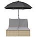 Lettino Prendisole Doppio Cuscini e Parasole Beige Polyrattan - Foto miniatura 4