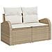 Set di Divani da Giardino 9 Pezzi con Cuscini Beige Polyrattan - Foto miniatura 6