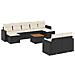 Set Divani da Giardino 10pz con Cuscini in Polyrattan Nero - Foto miniatura 1