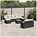 Set Divani da Giardino 10pz con Cuscini in Polyrattan Nero - Foto miniatura 2