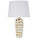 Lampada Da Tavolo Glam Space In Ceramica Bianca E Oro Con Paralume - Foto miniatura 1